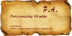 Petrovszky Aladár névjegykártya