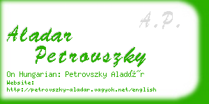 aladar petrovszky business card